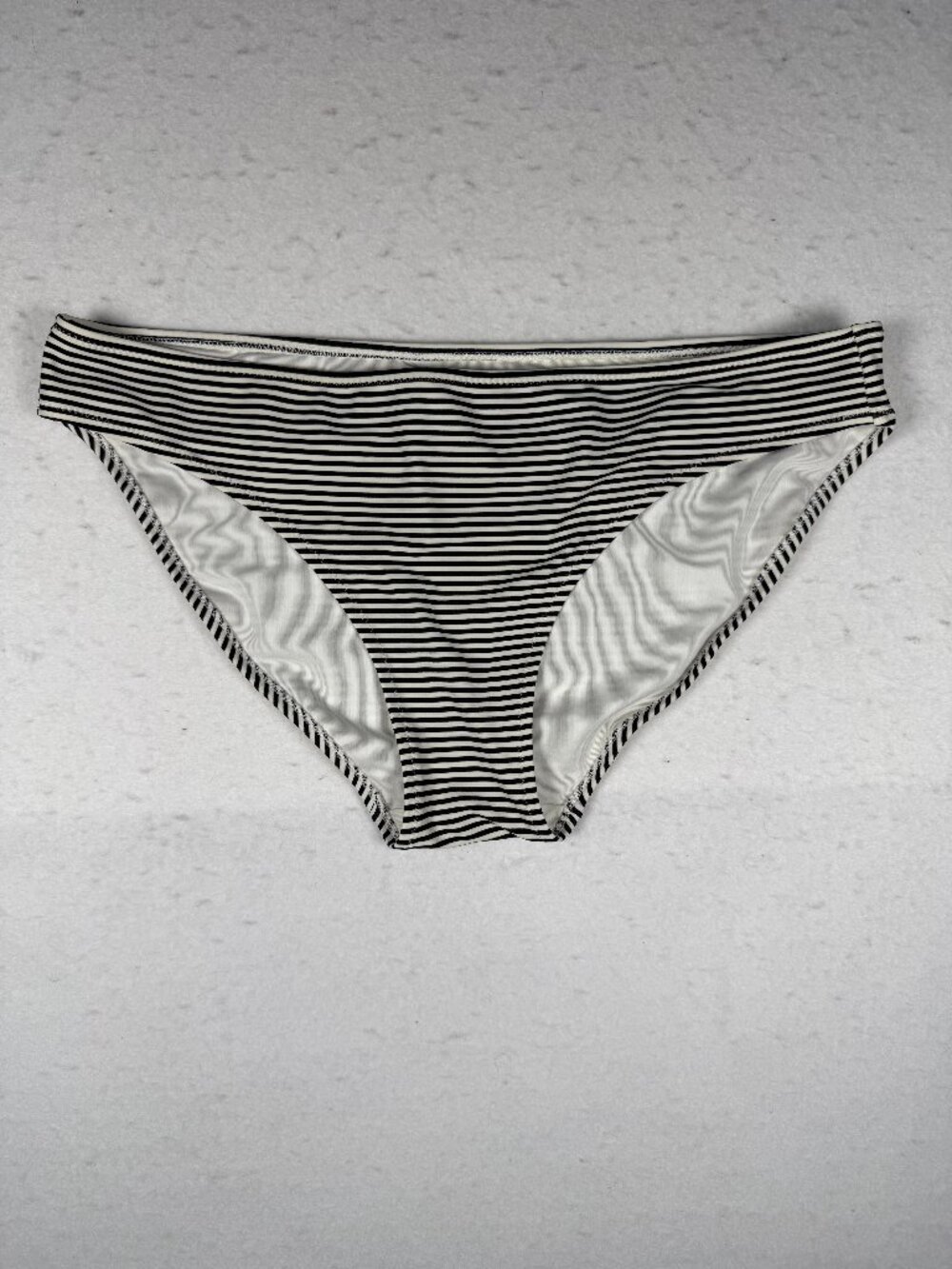 Aerie Women's Classic Fit Bikini Bottom Size Large Black White Striped Swim New